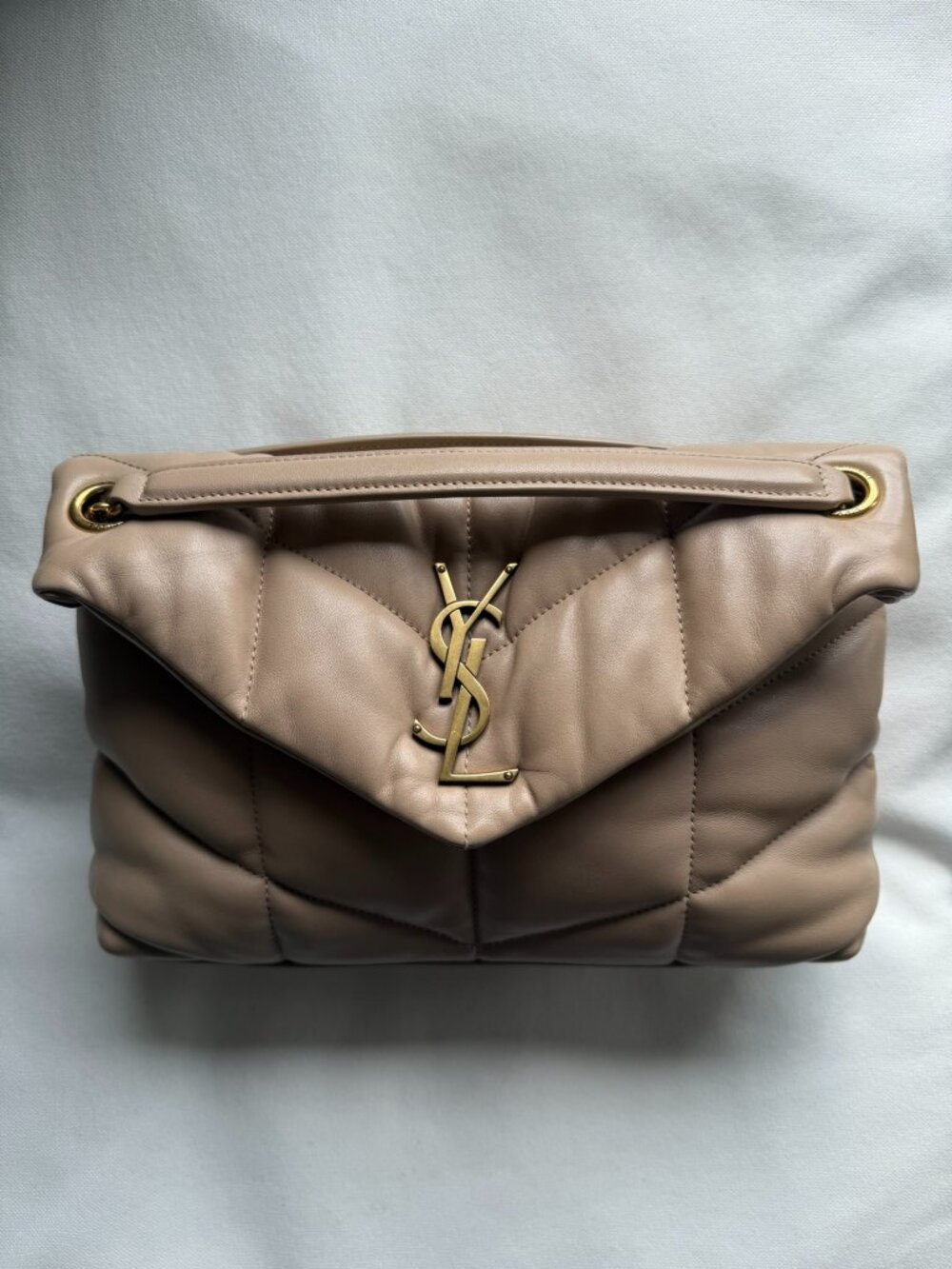 Saint Laurent Puffer Bag Small - Dark Beige